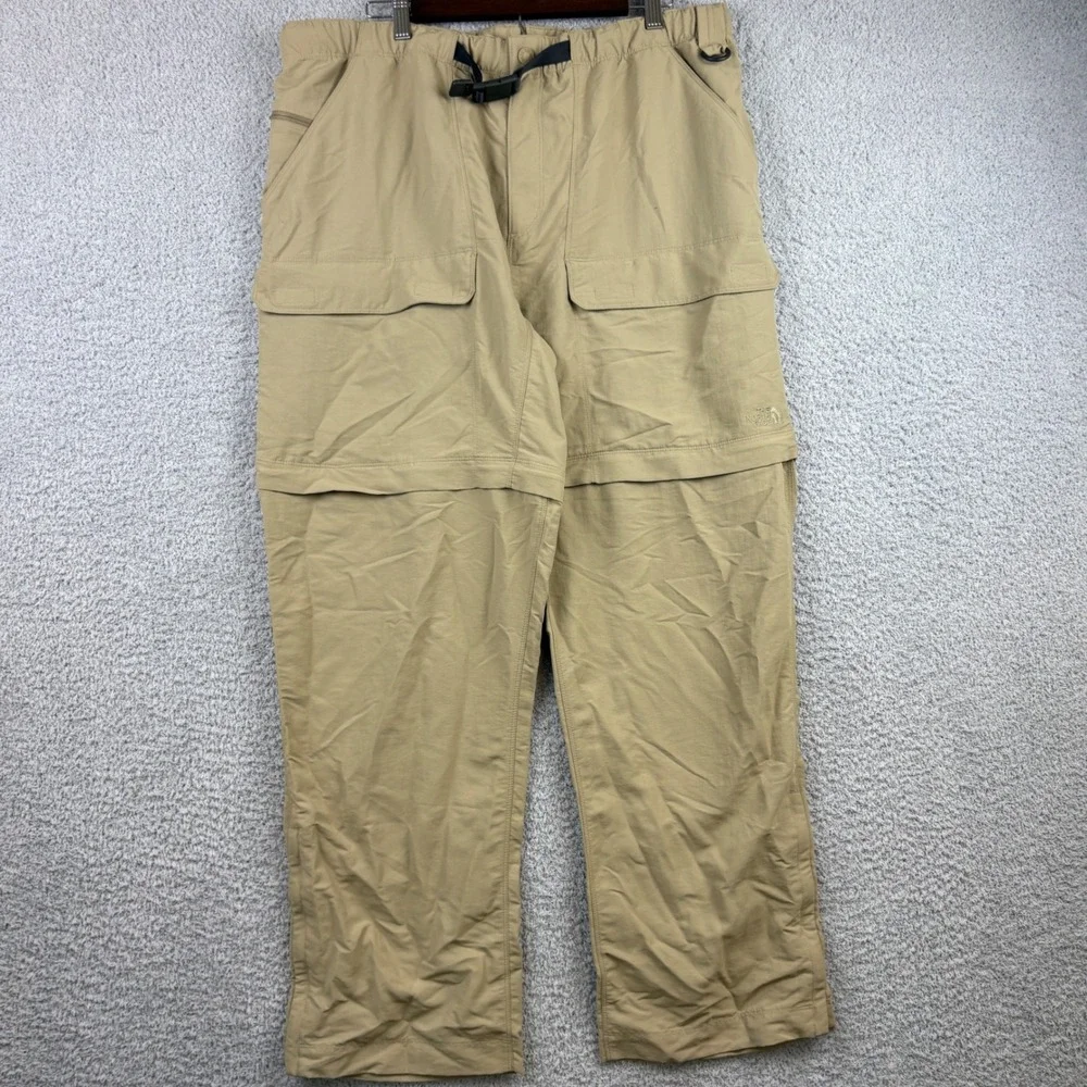 North Face Convertible Pants Mens XL Beige Zip Off Cargo Hiking Outdoor Nylon
